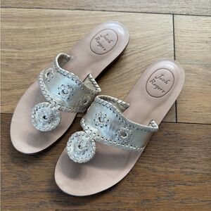 Jack Rogers Metallic Gold Leather Slide Sandals
